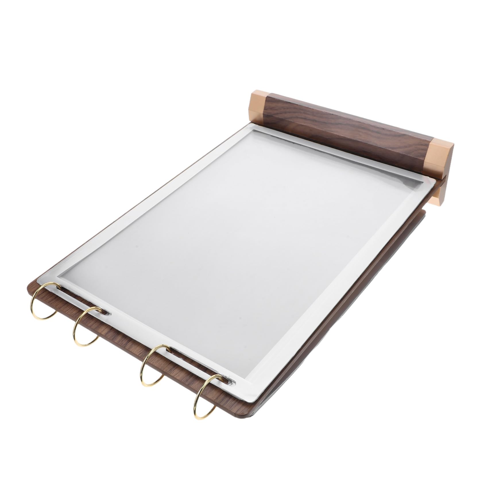 COLLBATH Soporte para Menús de Madera de Nogal Natural Exhibidor de Mesa Doble Cara con Páginas Base Estable y Mecanismo Giratorio para Restaurantes y Cafeterías