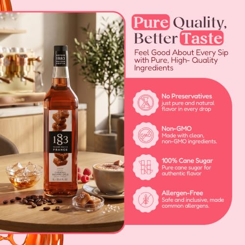 Image of 1883 Vanilla & Salted Caramel Syrups (Cafe Variety Pack) for Coffee & Drinks - 1 Liter Plastic Bottles (Pack of 2)