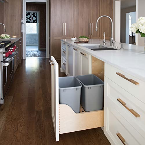 Rev-A-Shelf 4Wcsc-1835Dm-2 Double 35 Quart Pull-Out Kitchen Cabinet Waste Containers Trash Cans Bins With Blumotion Soft-Close Slides & 135Lb Capacity #TOP1