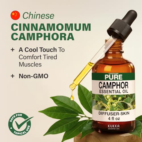 Image of 100% Pure Camphor Oil - 4 Fl Oz Camphor Essential Oil for Hair, Skin, Diffuser, Aromatherapy & DIY Soap Making Scent