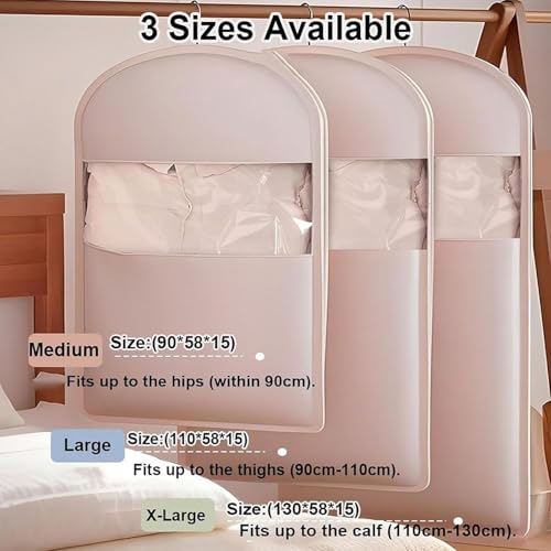 Space Saving Hanging Garment Bag with Self Compression Zipper, Space Saver Closet Organizers, Travel Bags with Hanger, Dust Cover Clothes Bags for Down Coat (1, Large),B2