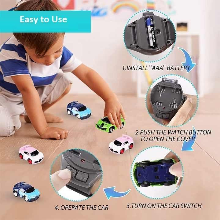 Image of TEC TAVAKKAL Rechargeable RC Watch Car for Kids 2-in-1 Transforming Wrist Remote Control Metal Racing Car, 2.4GHz 30 Meter Long Range Control, USB Charging Mini Toy Wearable Car for Kids (BAW Green)