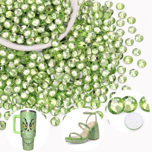 Image of 400PCS SS30 /6mm Crystal Glass Rhinestones for Bedazzling (Peridot) | Flatback Rhinestones for Crafting DIY Nail Art Makeup Decoration, Gems Diomand Charms for Tumbler Shoes Clothing Mug