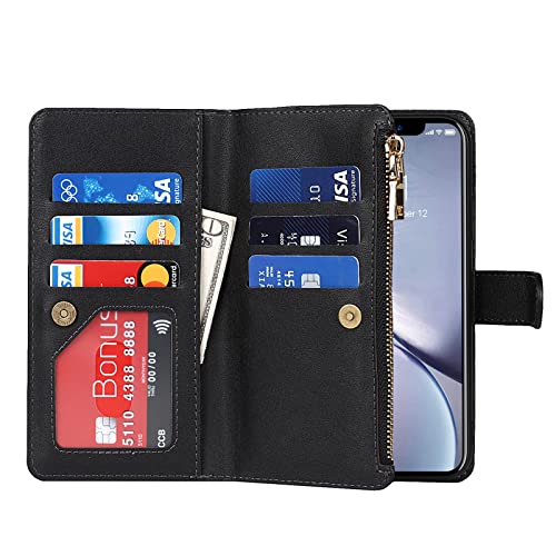 Jaorty For Iphone Xr Wallet Case, Iphone Xr Phone Case For Women With Card Holder, Iphone Xr Cases For Men, Crossbody Pu Leather Case For Girls With Strap And Credit Card Holders,6.1" Black #TOP4
