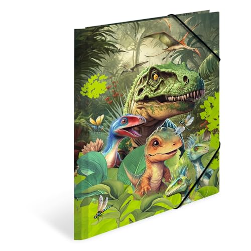 HERMA Sammelmappen A4 Dinosaurier Set, 3 Stück, Kinder Eckspanner-Mappen...