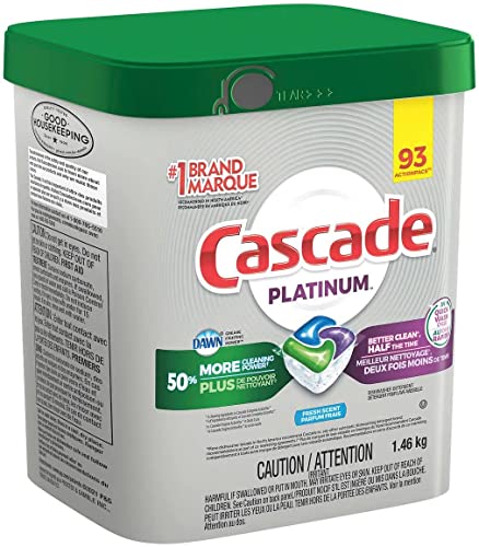 Image of Cascade Platinum ActionPacs Dishwasher Detergent with Dawn, Fresh Scent - 92 Count with 10pct bonus 102 packs