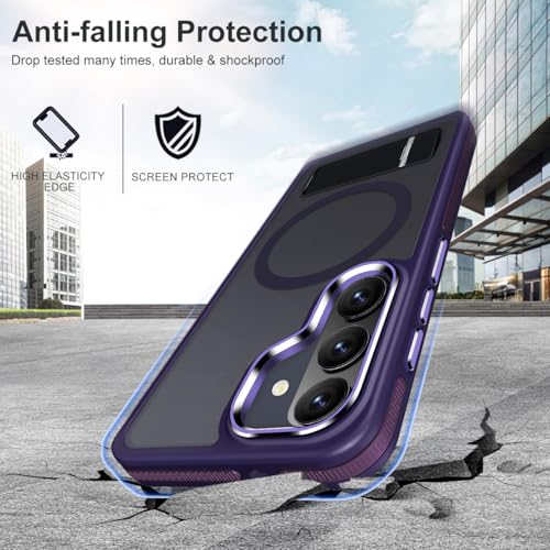 Image of MALEWOLF Stand Case for Samsung Galaxy S26 Compatible with Magsafe, Translucent Magnetic Cover [Military Grade Protection] [Anti-Slip Technology], Color Hybrid Galaxy S26 Phone Case (Dark Purple)