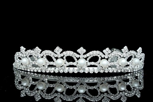 Bridal Rhinestone Crystal Pearl Prom Wedding Tiara Crown T222