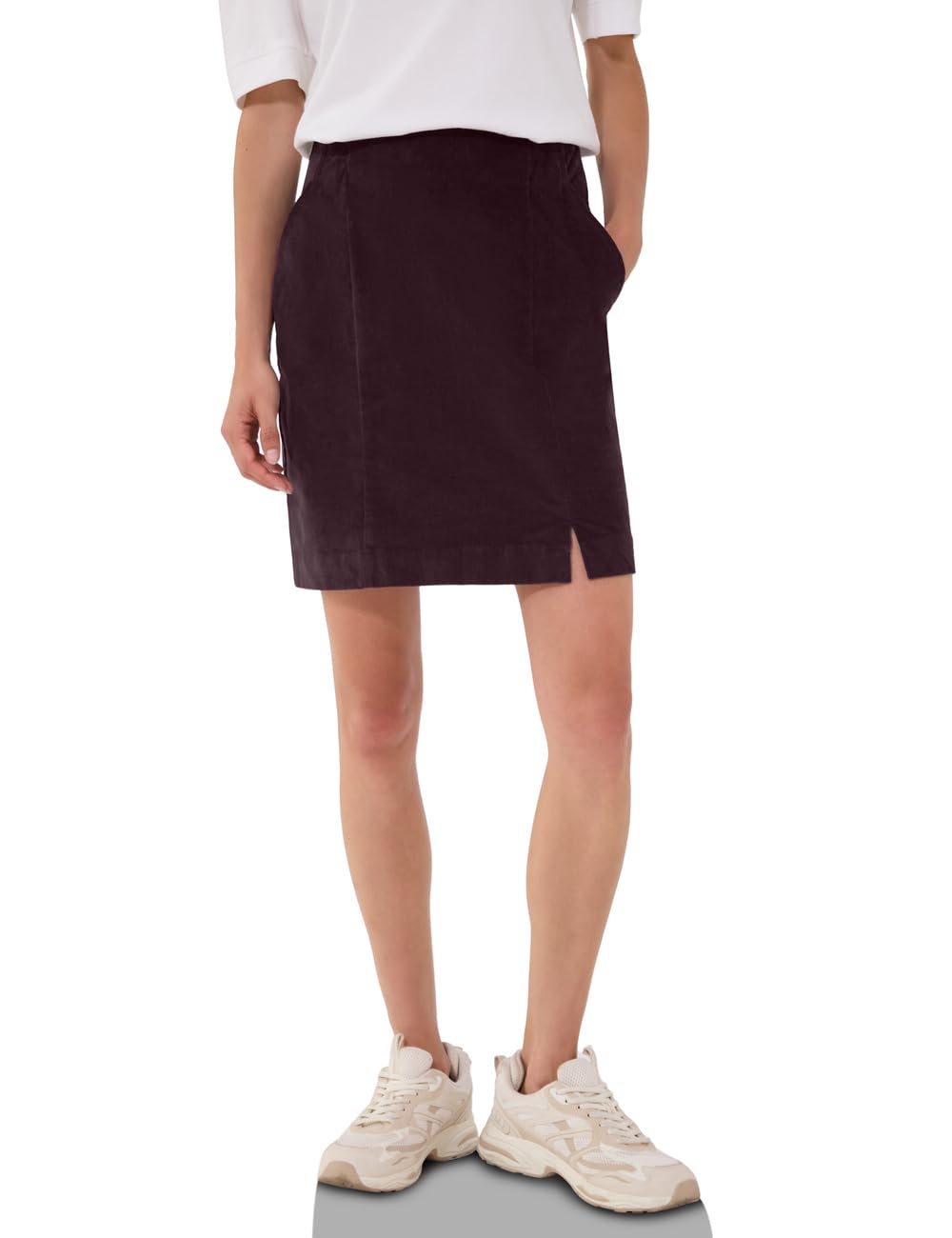Damen Kniefreier Rock aus Cord mit Schlitzdetail
