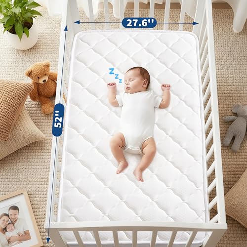 Image of Pro Goleem Breathable Crib Mattress, 52 inchx28 inch Dual-Sided Toddler Bed Mattress, 5 inch Thick Firm Foam & JPMA Certified, Comfort Jacquard Topper, Fits Standard Full-Sized Baby Cribs & Toddler Beds