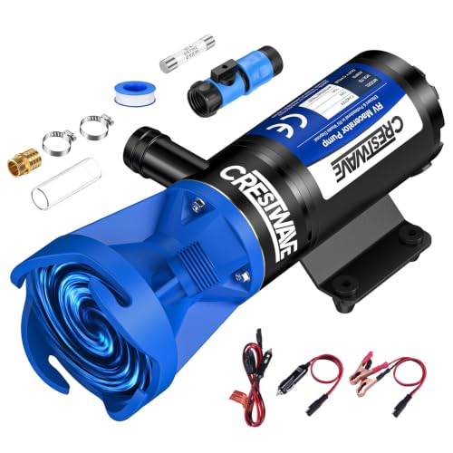 Image of CrestWave RV Macerator Pump, Upgraded 12V Dual-Power, Fast Dump for Campers