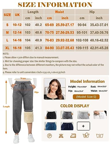 TOMEEK Joggingbroek voor dames, trainingsbroek voor dames, met sherpa fleece gevoerde joggingbroek, warme winter, trekkoord, thermische joggingbroek met zakken - Afbeelding 7