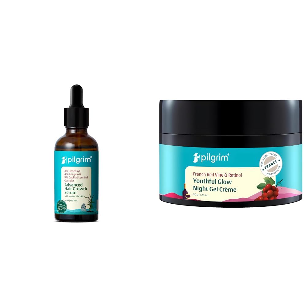 Pilgrim Redensyl 3%+Anagain 4% Advanced Hair Growth Serum For Scalp (50Ml) With Rosemary & Korean Black & French Red Vine Anti Aging Night Cream for women with Retinol, Mulberry & Vitamin C For Glowin-image-31