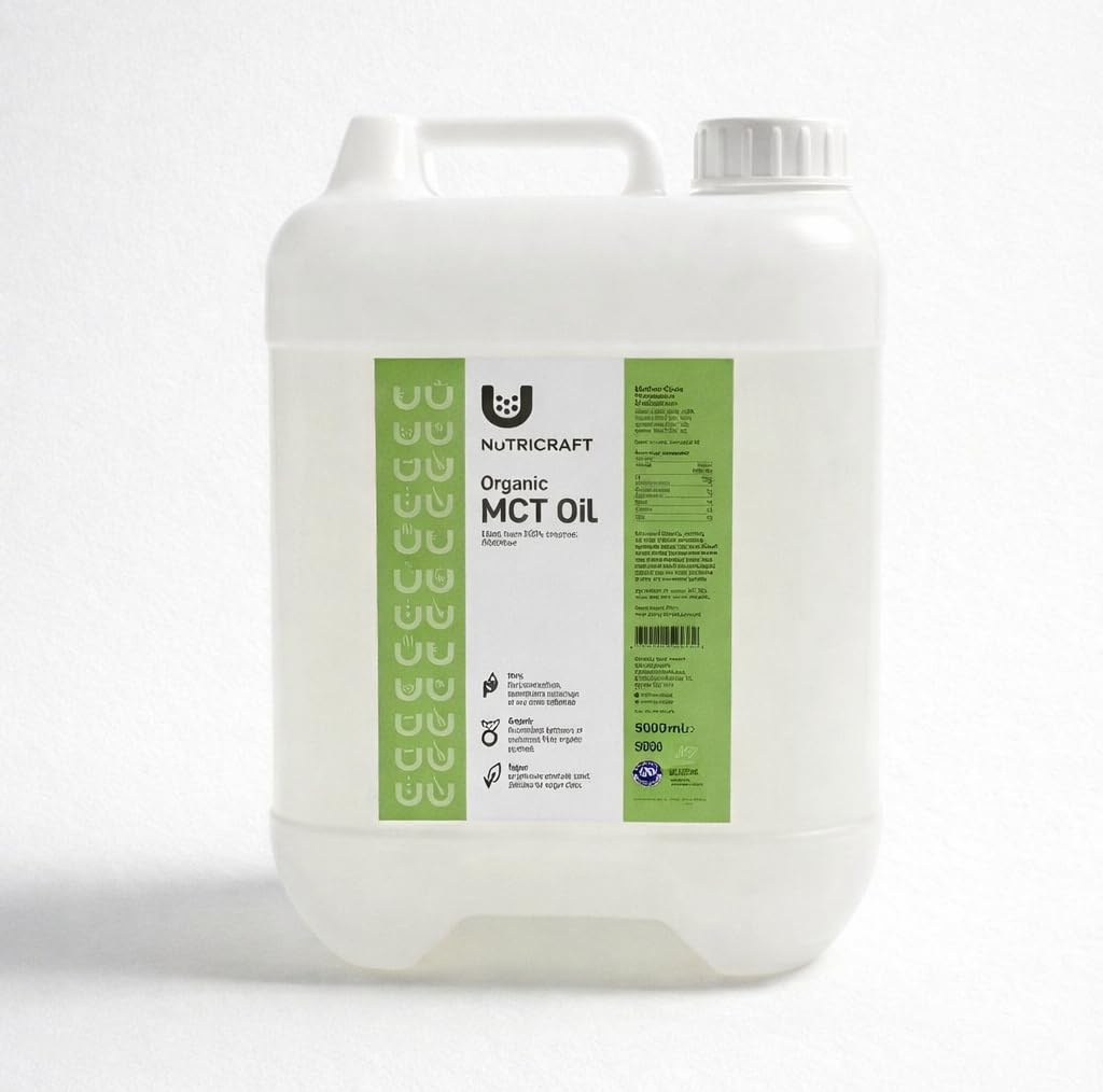 NutriCraft Pure Organic MCT Oil - 5L, Organic Certified Coconuts, Keto-Friendly, Versatile Supplement, Improve Overall Health, Sustainably Sourced, No Preservatives