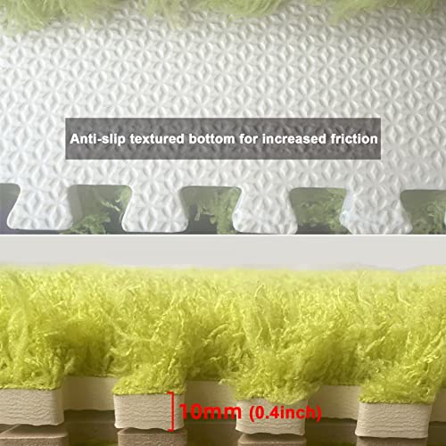 Tapis de jeu moelleux dalles en mousse pelucheuse isolantes et anti-choc pour enfants