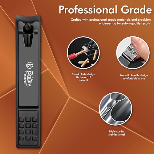 Beauté Secrets 16-in-1 Manicure Pedicure Kit for Women & Men, Stainless Steel Nail Clippers, Nail Cutter, Ear Pick, Tweezers, Plucker, Nail Filer, Nose Hair Scissors, Pedicure... - Image 5