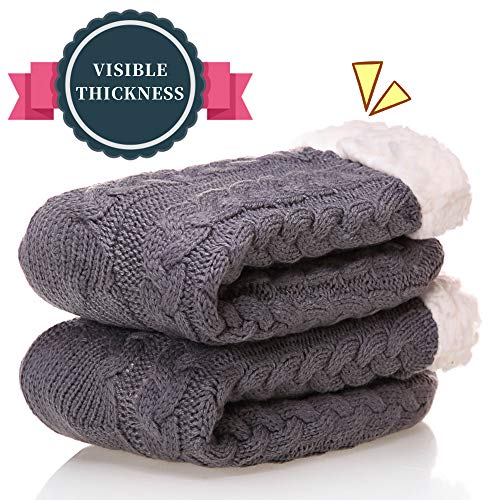 SDBING Women's Winter Super Soft Warm Cozy Fleece Lined Fuzzy Slipper Socks with Grippers3