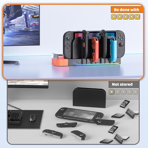 Image of [Switch 2 /1 Charger Dock], Switch 2 /1 Controller Charging, 8 in 1 Fast Charger for Joycon 2 /1, Wireless Portable Dual-Direction Magnetic Charger for Nintendo Switch 2 /11