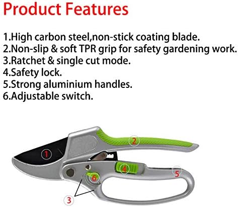 GARDEN GURU 2 in 1 Ratchet Pruning Shears Clippers – 4X Cutting Power – Ratcheting Garden Anvil Pruners Scissors - Ergonomic Grip - Makes Tough Cuts Easy - Great for Seniors & Arthritic Hands 2 in 1 Ratchet 1 Pack