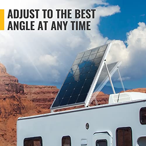 Image of BougeRV 58in Adjustable Solar Panel Tilt Mount Brackets with Foldable Tilt Legs, Mounting Support for 180-400W Solar Panels on Roof, RV, Boat, and Off-Grid