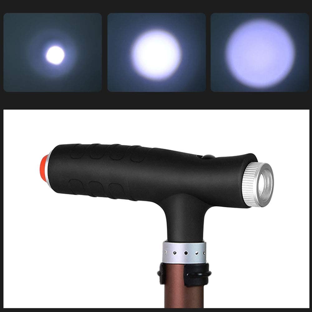 Bastón con luz LED y Mango de Mensaje, bastón Ligero con 2 Bases de Goma Antideslizantes para Hombres, Mujeres, Personas Mayores discapacitadas y Ancianos (marrón) Star of Light