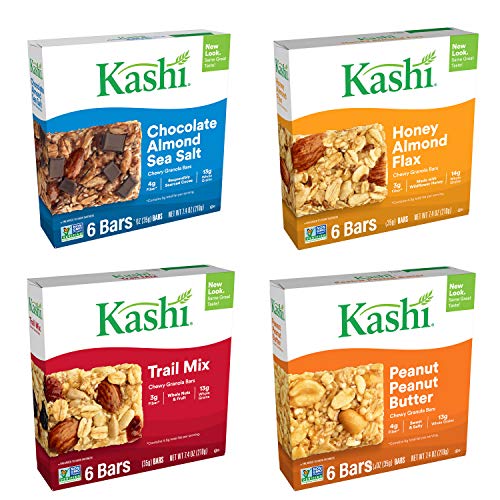 Kashi, Chewy Granola Bars Variety Pack, Chocolate Almond Sea Salt, Honey Almond Flax, Trail Mix, Peanut Peanut Butter (24 Count)
