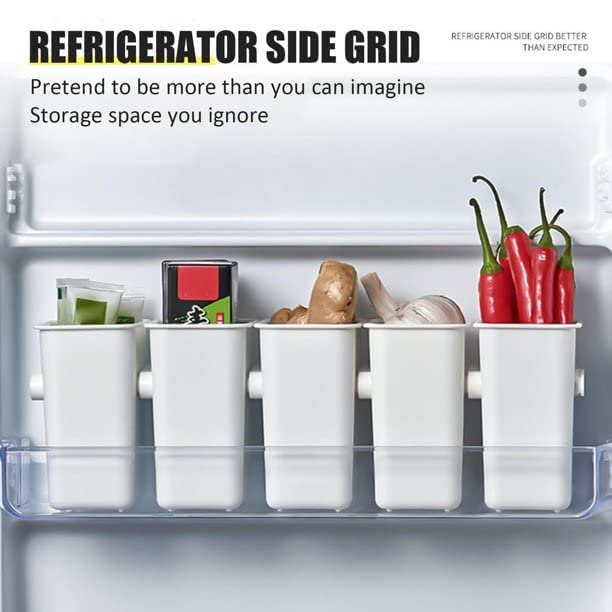 Image of Rubber Fridge Side Door Organizer Refrigerator Side Door Bins Kitchen Fridge Food Organizer Bin Home Organizer Case For Vegetables Fruit Set Of (5)