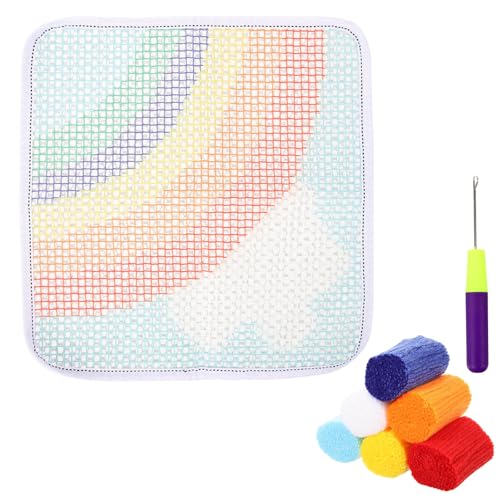 Kit de alfombra DIY de textura clara con gancho de pestillo OHPHCALL para tejer a mano sin error
