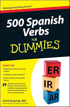 500 Spanish Verbs For Dummies book cover