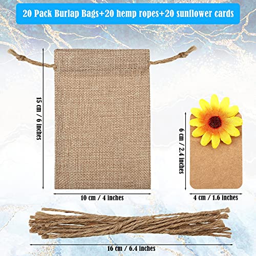 Sacs en toile de jute à cordon pour dragées et déco de table - 3