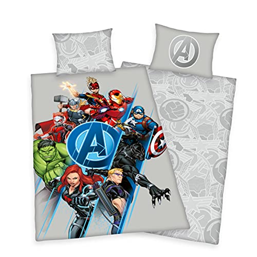 Marvel Avengers Break Thru Single Duvet Cover PolyCotton Reversible Grey Bedding Set With Matching Pillowcase