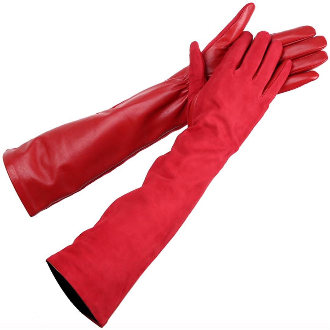 Yeuyyben Guanti Da Donna In Pelle Di Pecora Guanti In Pelle Da Donna In Pelle Scamosciata Mantieni Caldi I Guanti Lunghi Da Donna Invernali