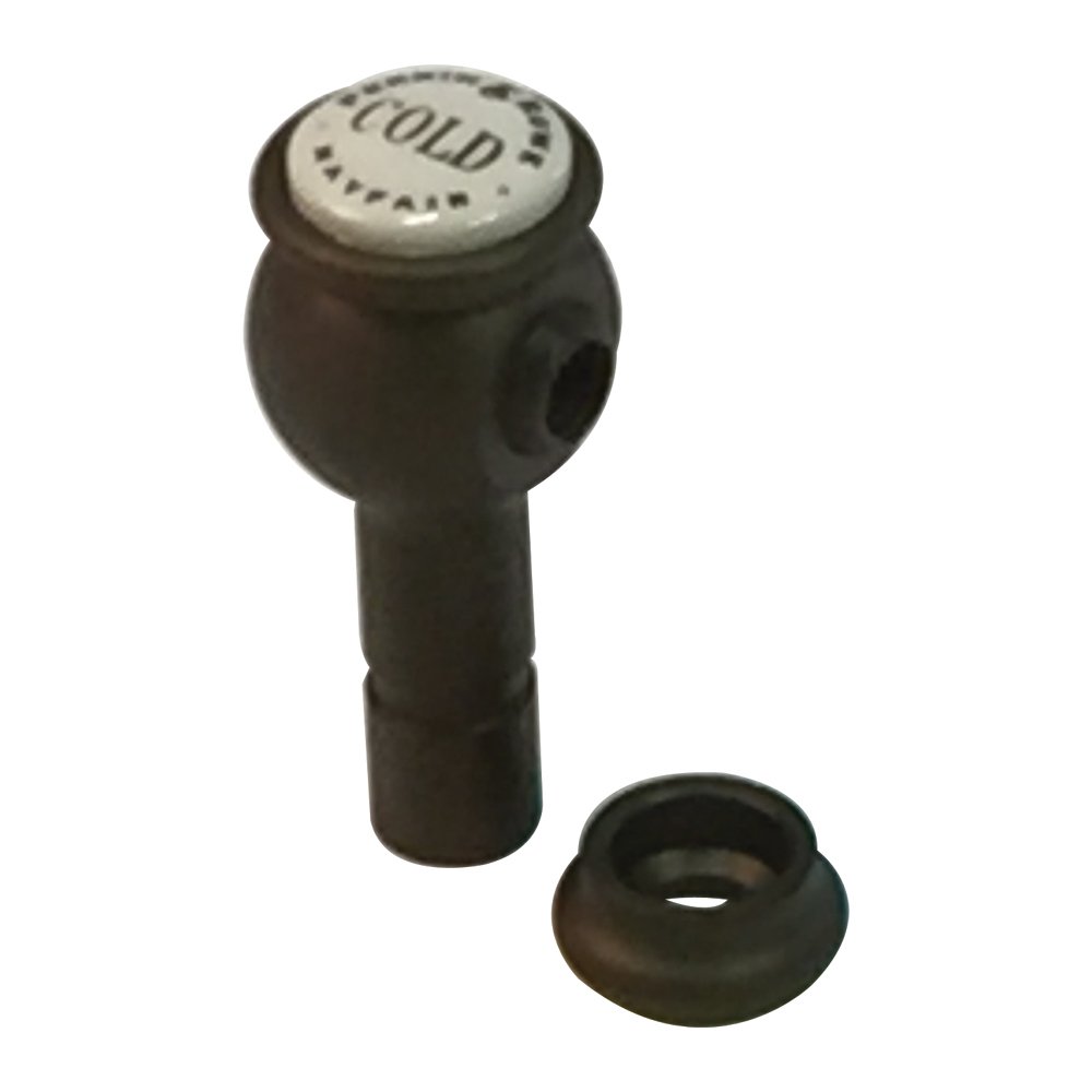 Rohl9.21197C-EB Perrin & Rowe Georgian Era Lever Ball End Only with Cold Porcelain Indicator Cap for Wall Mounted Products, English Bronze