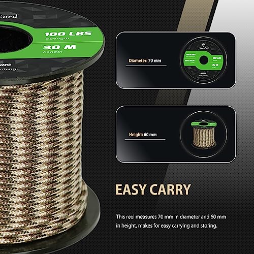 Abma Cord Paracord 100 lbs 2mm 100% Nylon 30M - Desert Storm, Military-desert Storm, 30 Meters - Image 2
