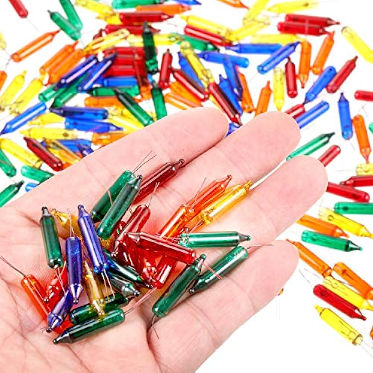 Mudder 60 Count 2.5v Christmas Lights Mini Incandescent Wire String Lights Replacement Bulbs Indoor Outdoor Halloween Christmas Light Decorations(Red, Yellow, Blue, Green, Orange)