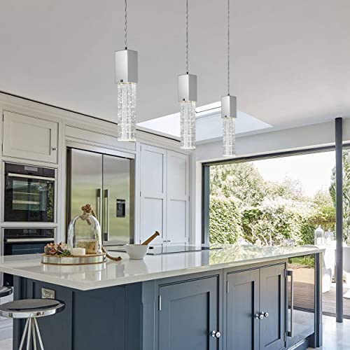 Huong Son Modern Led Bubble Glass Pendant Light, Silver Chrome Pendant Lighting 4000K, Adjustable Mini Contemporary Pendant Light Fixtures, Gu10 Bulb Included, 1-Light #TOP1