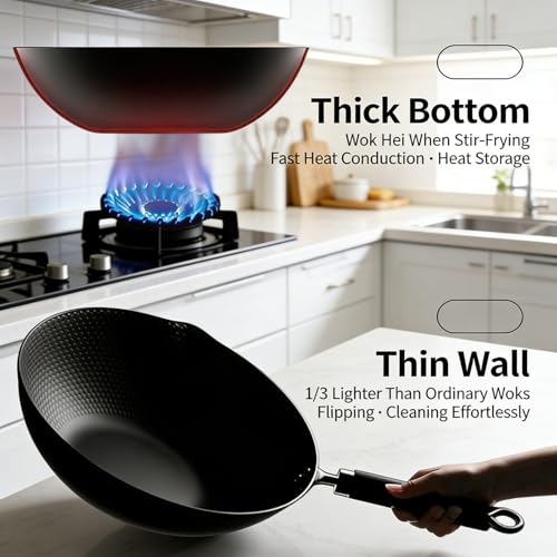 Wok de acero carbono con sartén antiadherente y tapa 30 cm miniatura 4