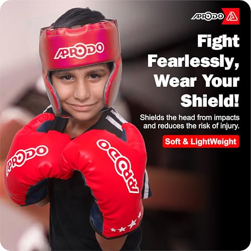 Image of Aprodo Kids Boxing Kit Set Pack of 4 | Punching Bag for Karate & Martial Arts | Bounce-Back Training Bag for Boys & Girls (Ages 3-8) | Energy Release & Skill Building for Future Champs (Red Black)