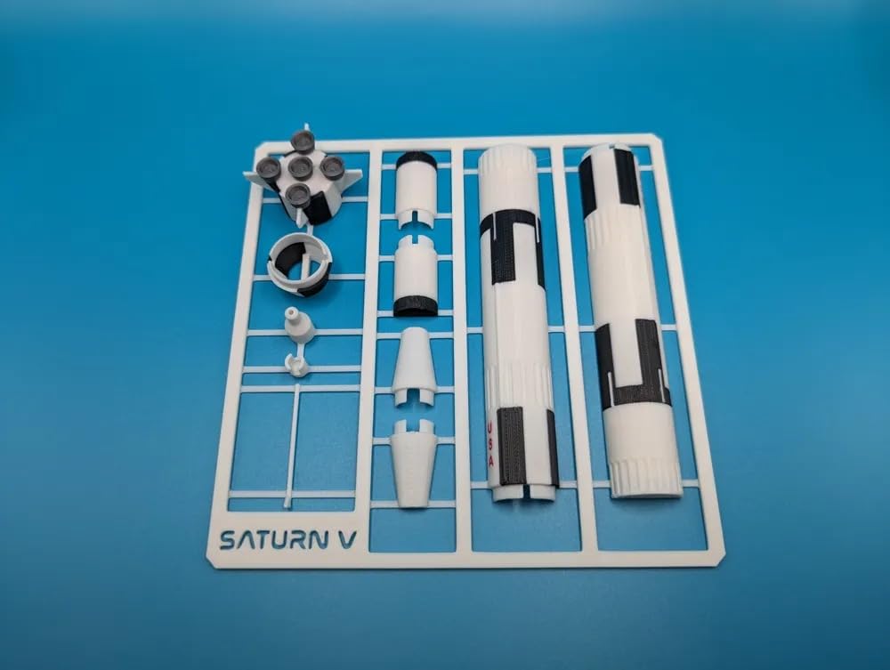 Beoals Saturn V Rocket Model Display, NASA Space Collectible, Desktop Stand, White and Black 2