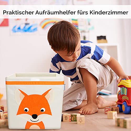 GLÜCKSWOLKE Aufbewahrungsbox Kinder - 15 Motive I Spielzeugkiste mit Deckel I Spielzeugbox (33x33x33) zur Aufbewahrung im Kallax Regal I Waldtiere Fuchs Motiv für Kinderzimmer Spielzeug