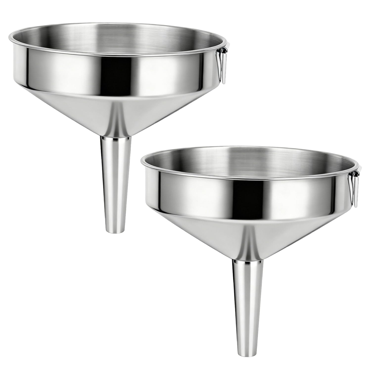 Stainless Steel Funnel, Large Food Grade Thickened Kitchen Funnel for Kitchen Use Filling Bottles Flask Cooking (2pcs 15cm)