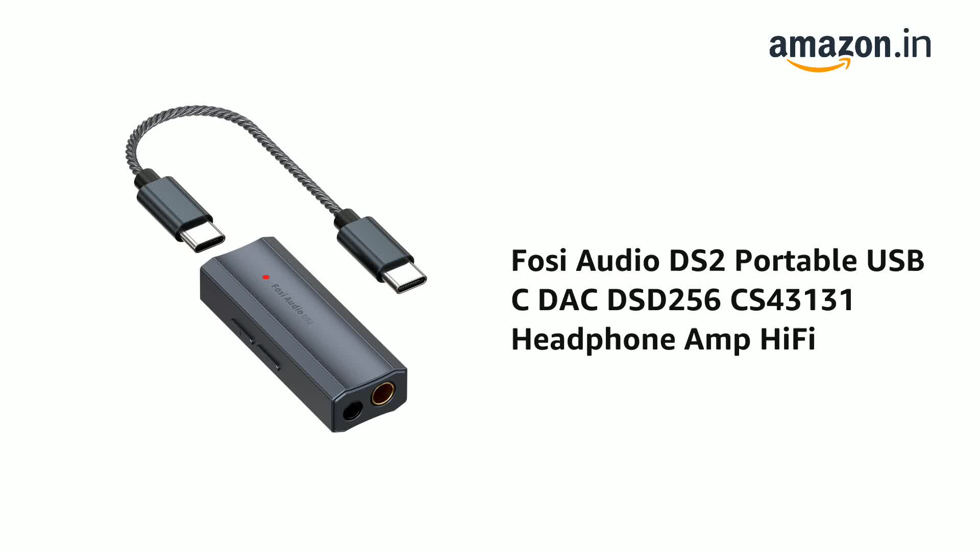 Fosi Audio DS2 USB C to AUX Headphone Amp DAC Dongle 3.5mm Jack
