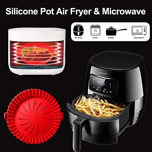 Image of Air Fryer Silicone Pot 7.5in Air Fryer Liners Round Baking Pan for Microwave Oven Roaster Reusable Airfryer Accessories Silicone Cake Pan DIY Pizza Nonstick Bakeware Kitchen Baking Supplies