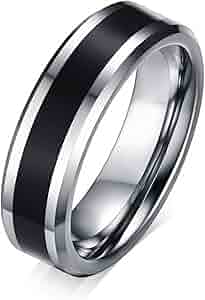 Bcughia Cheap Rings, Rings Aesthetic Steel Black Tungsten