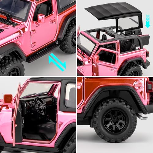 Modelo a Escala 1:32 Wrangler Rubicon Rosa con Sonido y Luz miniatura 5