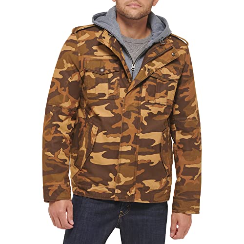 Image of Levi's Men's Washed Cotton Hooded Military Jacket (Regular & Big & Tall Sizes)