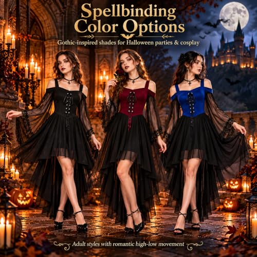 Qxutpo Witch Costumes Goth Medieval Vampire Women Halloween Costumes Adult - image 5