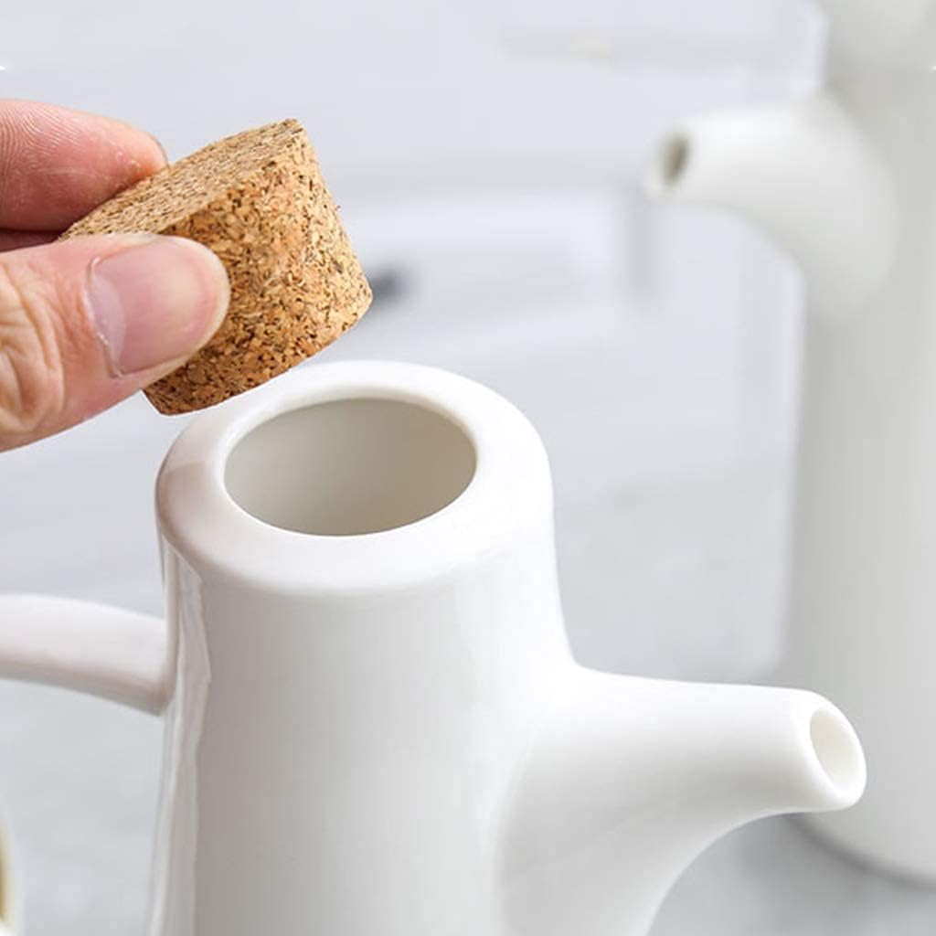 Vinegar Bottle Anti-Leakage White OliveCeramic Oil Soy Sauce Bottle Pot Dispenser Dispenser Oil Bottle with Cork Dust Proof