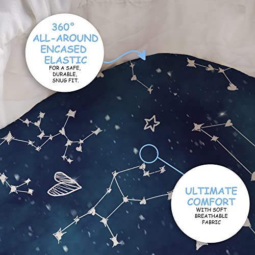 Image of JumpOff Jo - 2-Pack Hypoallergenic Fitted Bassinet Sheet for Baby Boys & Girls - Rectangular, Hourglass & Oval Crib Compatible, Soft, Breathable, Machine Washable (Galaxy and Mama Bear)