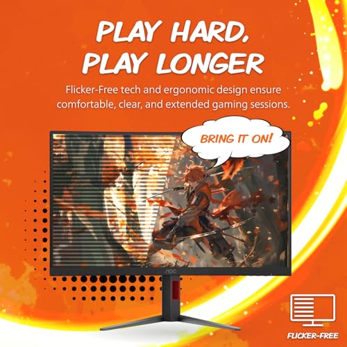 Image of AOC CQ27G4ZH 27 inch Curved Gaming Monitor, QHD 2K 2560x1440, 1500R VA, 300Hz 0.3ms MPRT, HDMI x2, DP x1, Height Adjustable Stand, HDR, 3-Year Zero-Bright-dot